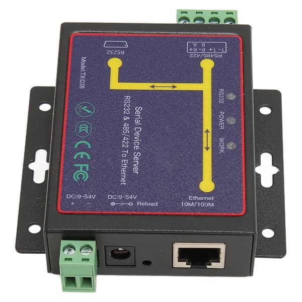 RS232 RS485 RS422 Seriell til Ethernet-adapter 10M 100M RJ45-port 300 til 230400bps TCP IP Server-konverter 100–240V EU-plugg