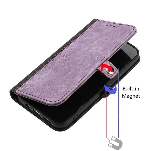 Til Huawei Mate 10 Pro Side Spænde Dobbelt Fold Håndrem Læder Telefonetui Purple
