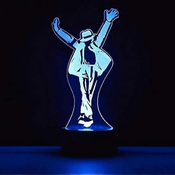 Michael Jackson Action Figur 3D Lamper Optiske Illusioner 7 Farver Skift Touch Switch Natlys—ls