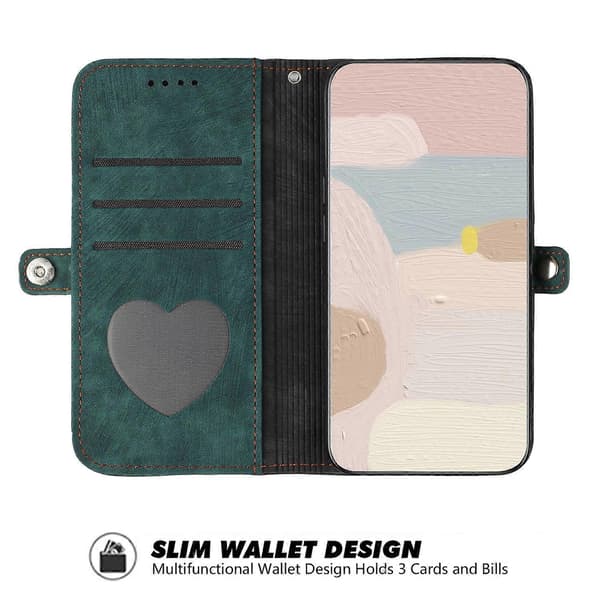 Til Huawei Mate 10 Pro Side Spænde Dobbelt Fold Håndrem Læder Telefonetui Dark Green