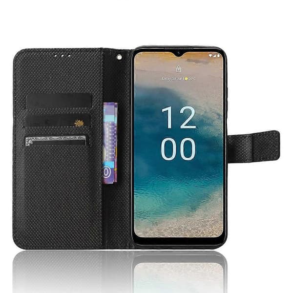 Til Nokia G22 4G Diamant Tekstur Læder Telefoncover Black
