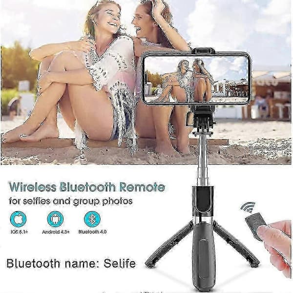 Bluetooth Selfie Stick Stativ for Telefoner og Kameraer, Ideell for Reise