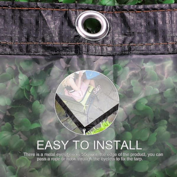 Transparent 3mx2.5m Vanntett Presenning Tarp Canvas Camping Poly Tarps Kraftig Beskyttelse 150*150cm