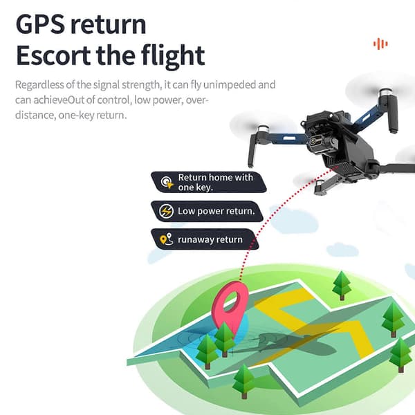 WIFI FPV-drone med 4K-kamera RC helikopterfly børsteløs motor gimbal Black No avoidance