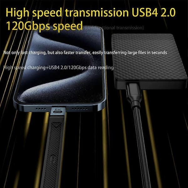 240W 8K 80Gbps USB-C / Type-C til USB-C / Type-C til Thunderbolt 5 Fuld Funktion FPC Kabel Datakabel White
