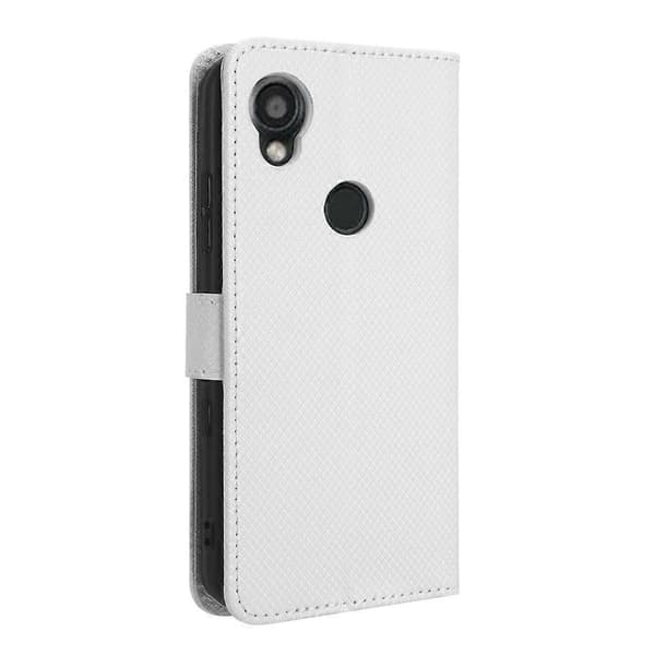 Til Kyocera Digno SX3 KYG02 Diamanttekstur Læder Telefoncover White