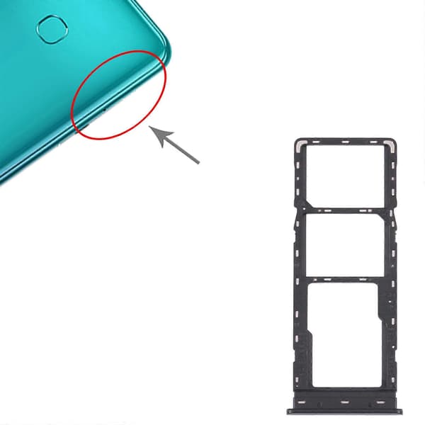 För Tecno Spark Go 2022/Spark 6 Go SIM-kortfack + Micro SD-kortfack Black