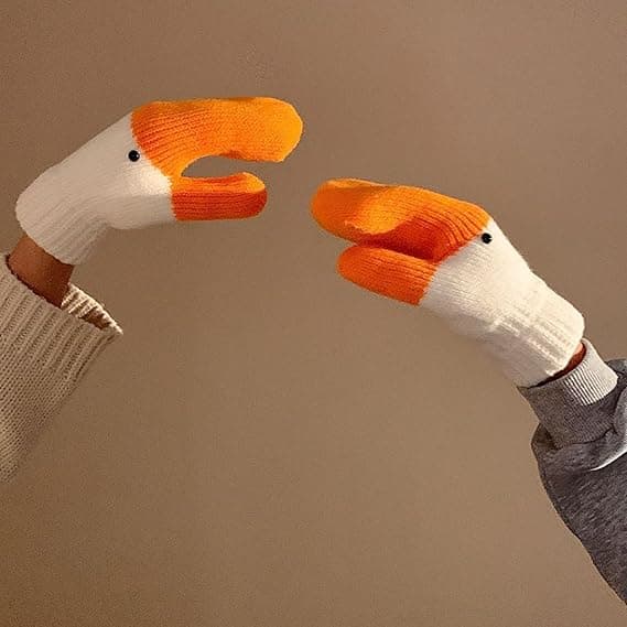Vintergåshandskar, roliga och varma stickade gåshandskar, söta ullfodrade varma handskar som present.—ls