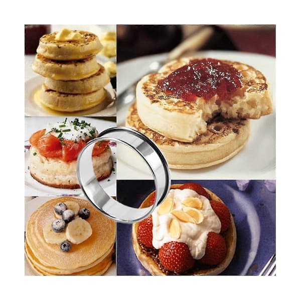 3.15 Tommer Muffinsforme Crumpetforme, 8 stk. Muffinsforme i Rustfrit Stål Dobbeltvalset Tærtering