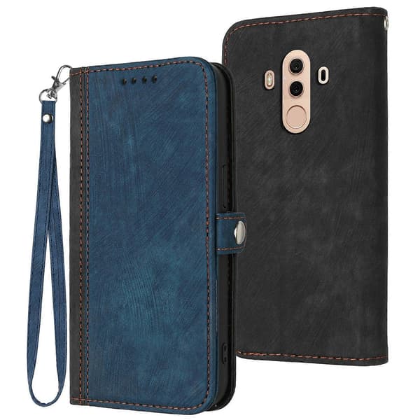 Til Huawei Mate 10 Pro Side Spænde Dobbelt Fold Håndrem Læder Telefonetui Brown