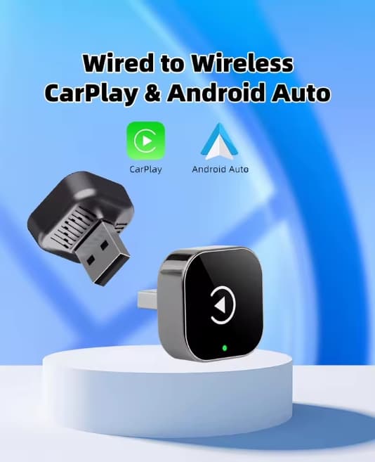 2-i-1 trådløs CarPlay-adapter og trådløs Android Auto-adapter – Smart Mini Box USB-dongle med Plug & Play og hurtig WiFi-forbindelse