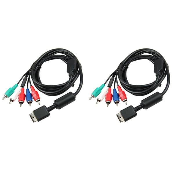 2X Ypbpr til PS2/PS3/PS3 Slim HlsV-Ready TV HD Komponent AV-kabel 5-leder 1,8M Sort[ls] Musta