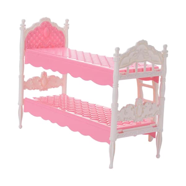 1/12 Dukkehus Køjeseng Mini Køjeseng Klassisk Møbelmodel Legetøj til pink