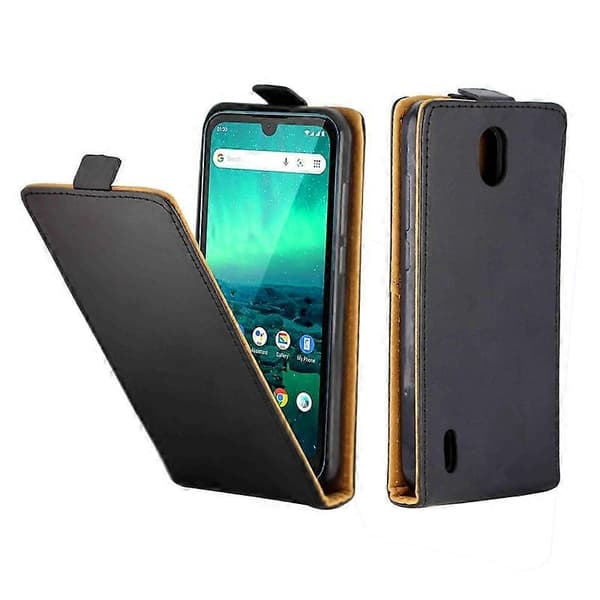 Vertikalt vikbart TPU-läderfodral i affärsstil med kortplats för Nokia 1.3 Black