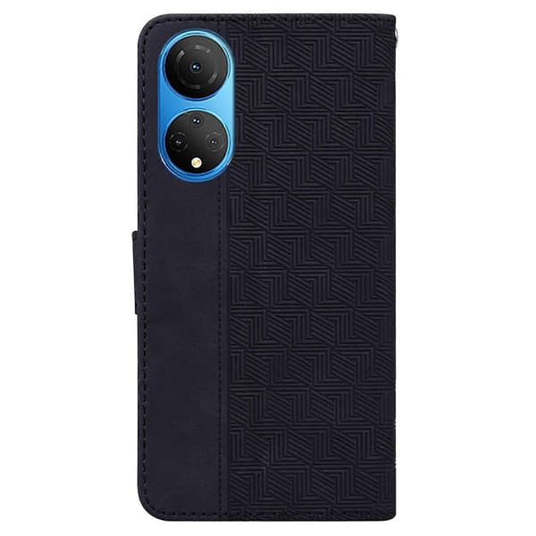 Til Honor X7 Geometrisk præget lædertelefoncover Black
