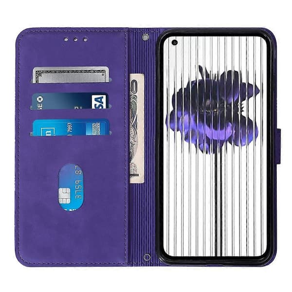 (Ny) För Nothing Phone 1 3D präglad flip läderfodral Purple