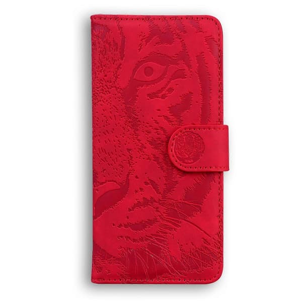 Til Nokia C21 Tigerprægning Mønster Horisontal Flip Læder Telefonetui Red