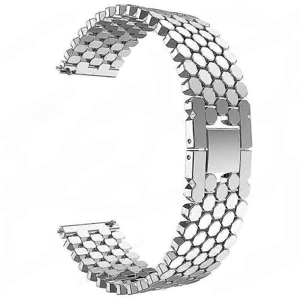 xDfind Fish Scale Texture Metal Watch Band Silver 22mm