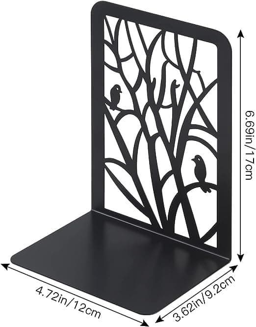 Bokstöd i Metall (Svart), 1 Par Bokstöd för Barn, Träddesign