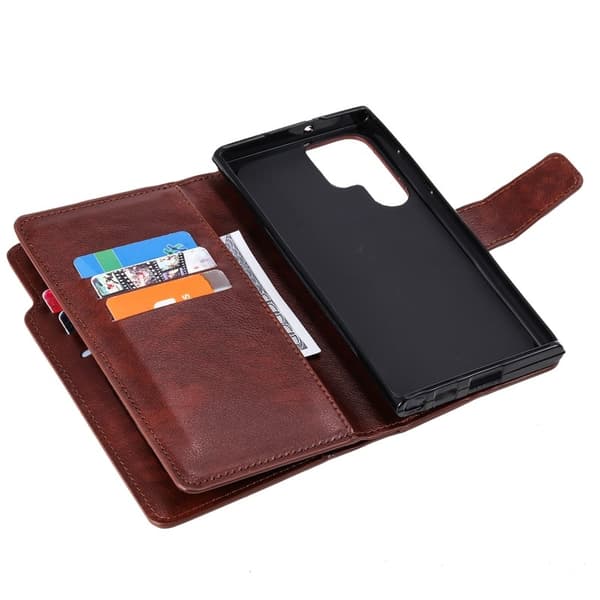 Kompatibel med Samsung S23 Ultra Praktisk Pung Etui med 12-rums Array V4 - Brun