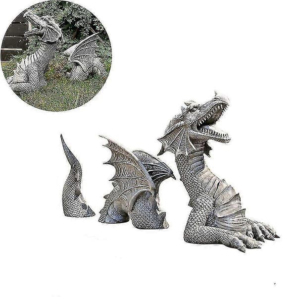 flyvende drage statue og vinger, haveudsmykning håndværkspynt (flere muligheder)[ls] Silver