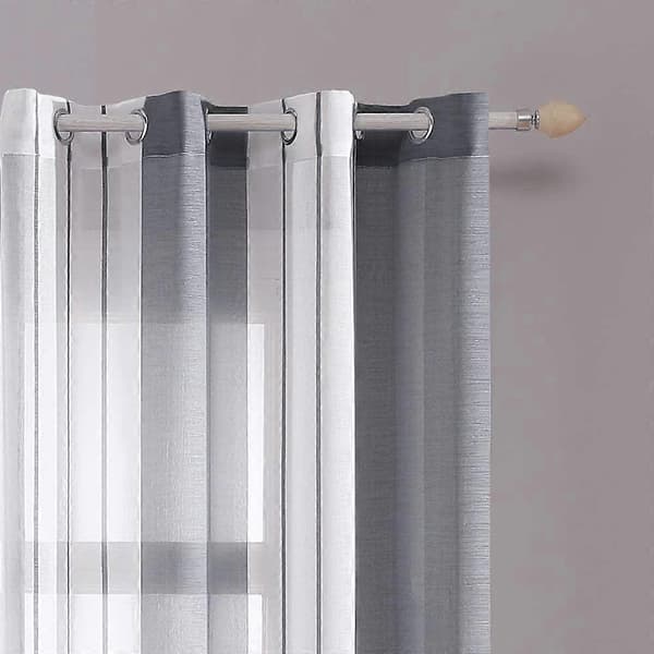 2 stycken tyllgardiner av högkvalitativ polyester, lämpliga för vardagsrum / sovrum / balkong, grå + vit, 132x183cm[ls] grey 132x183cm