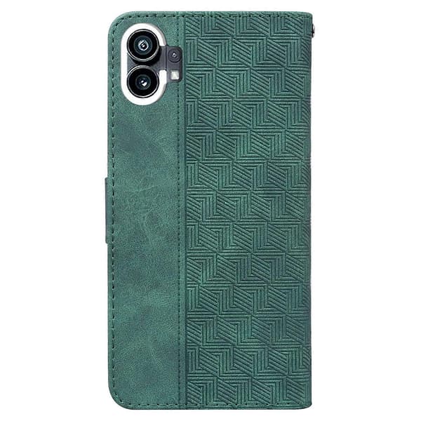 För Nothing Phone 1 Geometriskt präglat flip-läderfodral Green