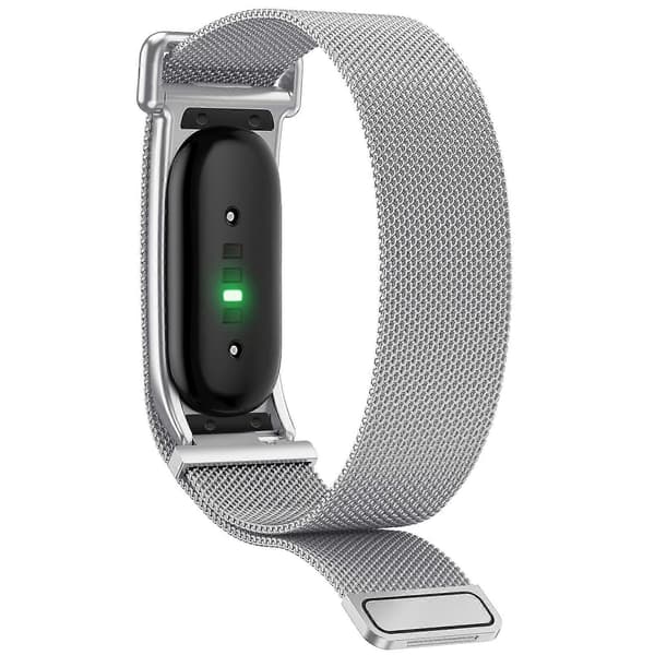 Integreret Milanese magnetisk urrem i rustfrit stål med metalhus til Google Fitbit Air Silver