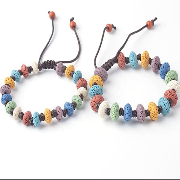 Naturlige lavaperler, flate runde store hullperler stein—ls