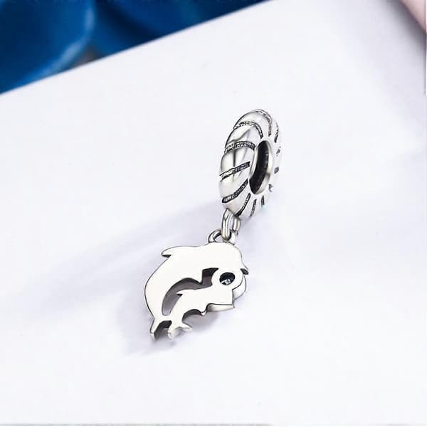 S925 Sterling Sølv Vedhæng Delfin Perler DIY Armbånd Halskæde Tilbehør Not Specified