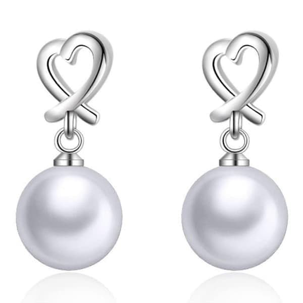 Halskæde med perle vedhæng perleøreringe 925 Sterling Sølv Elegante Smykker Modetilbehør