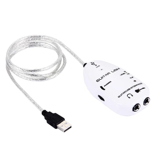 USB-gränssnitt Gitarrlänk Kabel PC / MAC Inspelning White