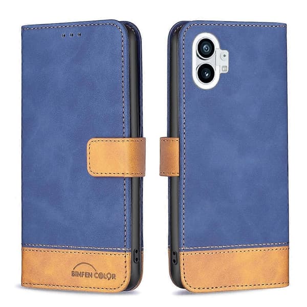 Til Nothing Phone 1 BF11 Farvematchende Skin Feel Læder Telefoncover Blue