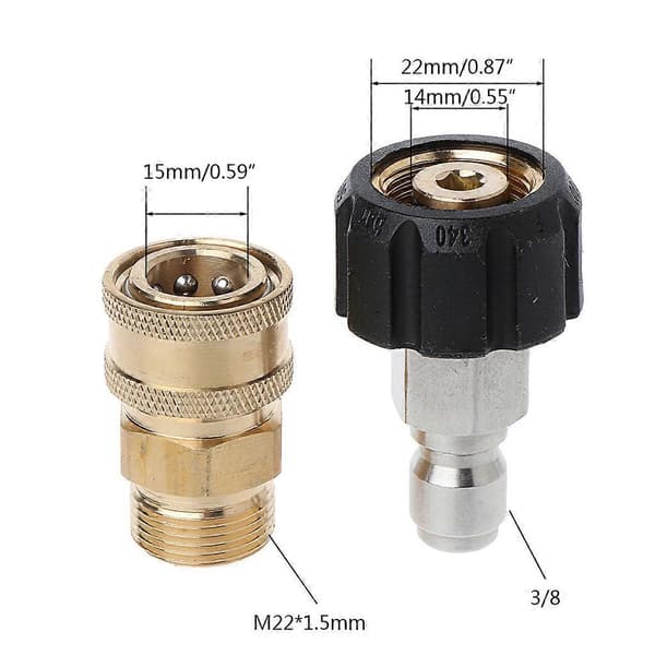 5000PSI Tool Daily Højtryksrenser Adapter Sæt Lynkoblinger Kit M22 14 Guld—ls Gold