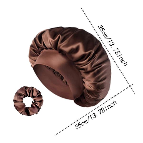 Satin Bonnet Elastisk Hovedbeklædning Dame Hår Bonnet til Makeup Ansigtsvask Bad [ls] Brown