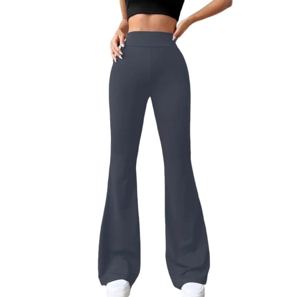 Høy midje utsvingte yogabukser for kvinner | Elastiske trenings- og danse-leggings *grå* M grå grey M