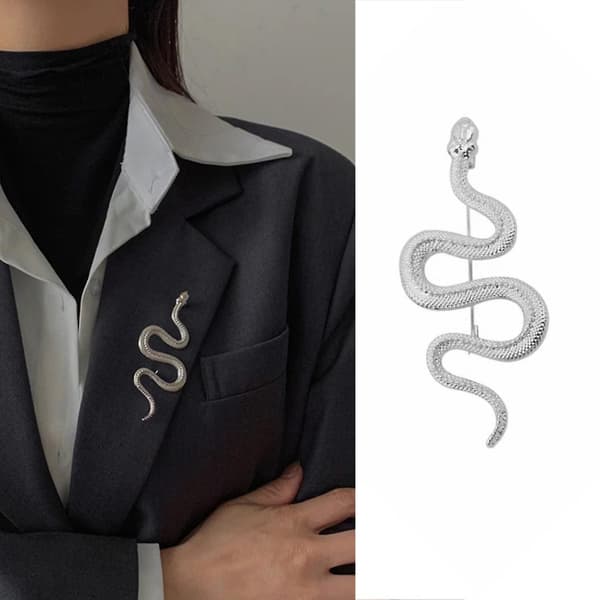 Slangebroche Penannular Broche Til Kvinder Mænd Kostume Tilbehør Guld Sølv—ls Silver