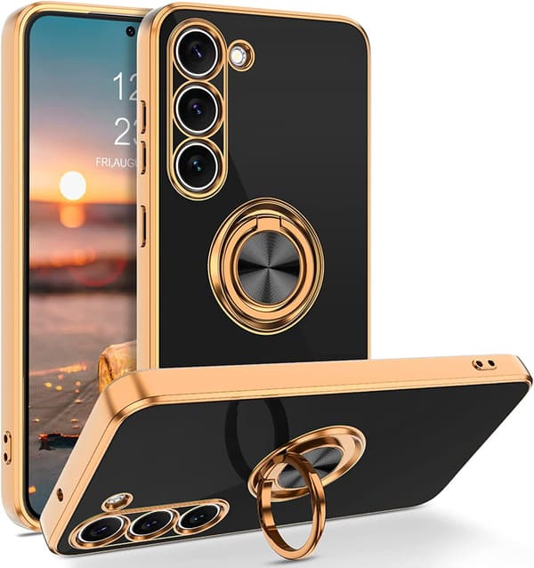 Magnetiskt fingerringsfodral för Samsung S24 - Svart
