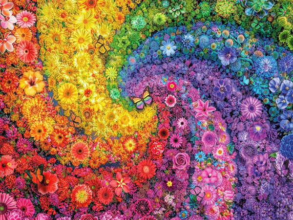30 x 40 cm, Blomsterfält Diamantmålning Diamantbroderimålning