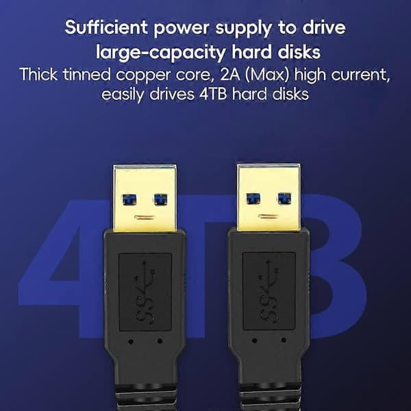 USB 3.0 han til USB 3.0 han dobbeltende USB-kabel Black 0.6m