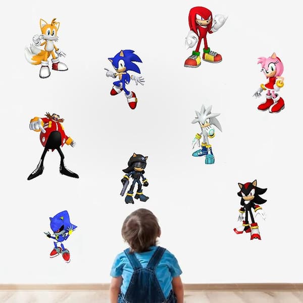 Sonic Hedgehog Veggdekorasjon Klistremerke til Barnerom