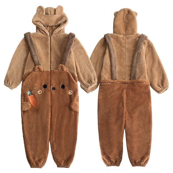 Dyrekostyme Bever Voksenpyjamas—ls M
