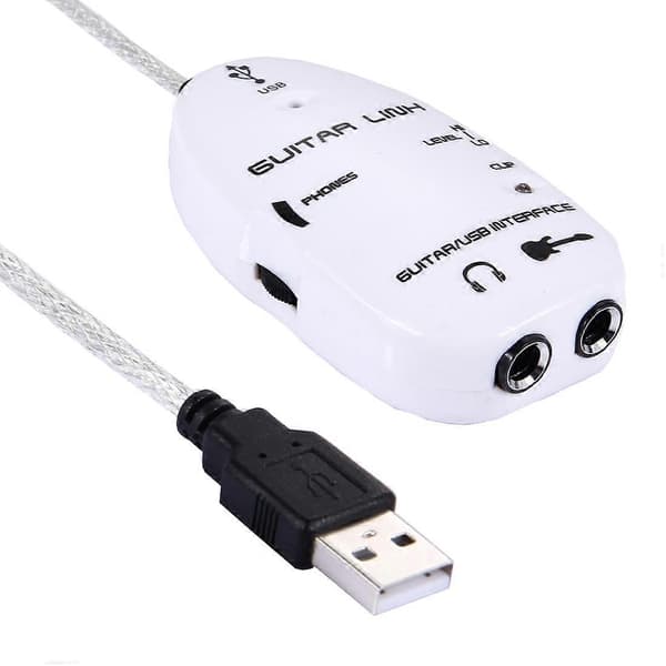 USB-gränssnitt Gitarrlänk Kabel PC / MAC Inspelning White