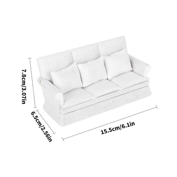 Soveværelse Tresædet Sofa Miniature Møbelmodel Tilbehør Rollespil Møbler Lys Sofa til Dukkehus Æblegrøn Apple green