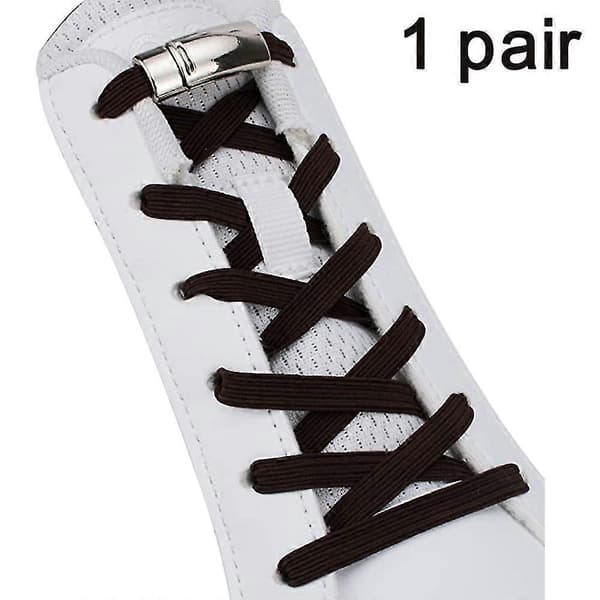 1 par elastiske snørebånd uden binding, med magnetisk snørebåndslås - One Size passer til alle børn og voksne (multi valgfri) [ls] Black