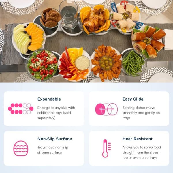 Roterande Lazy Susan-bricka, 8 vridplattor, roterande bordsorganisatör