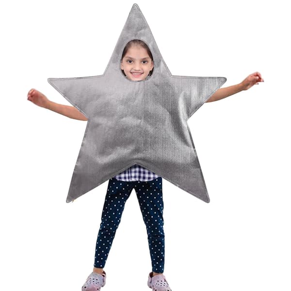 Julemandens stjernekostume til børn til skoleforestilling, fantastisk kostume, 3-8 år Sølv Silver One Size
