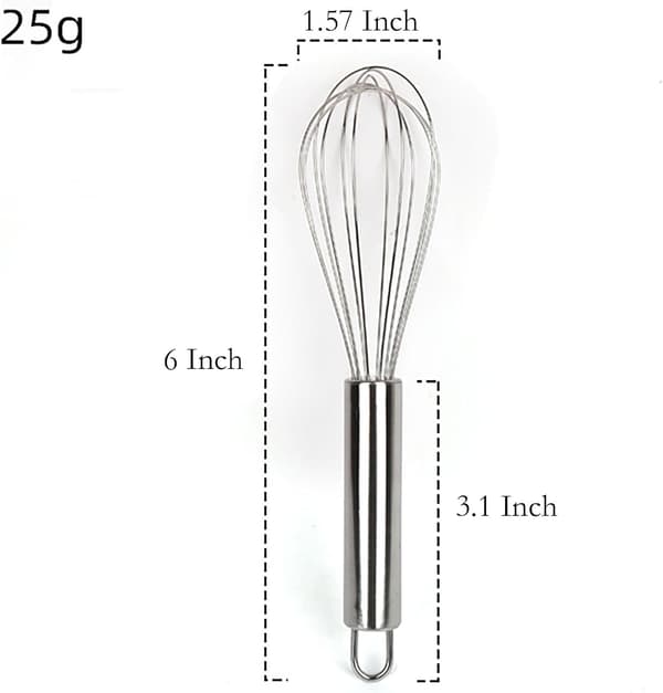 Manuell eggvisp, 2-delt 15 cm lange visper i rustfritt stål for brød, kaker og matlaging (15 cm)—ls