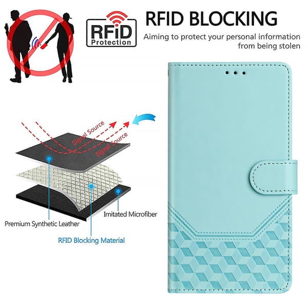 RFID-mobilfodral i läder med bikakeprägling Mint Green For Nothing Phone 2a