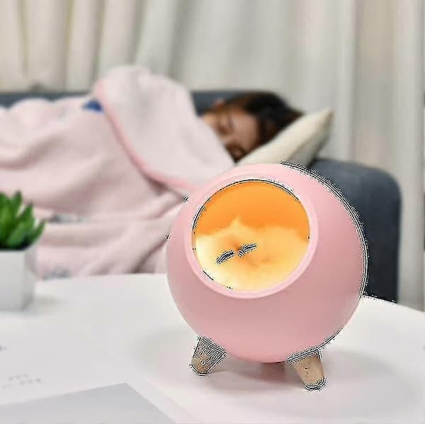 Nattlys Stemningsbelysning Søt Sovende Katt Nattlys Jenter Soverom Nattlampe USB Soverom LED—ls